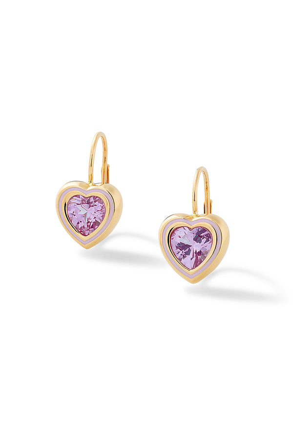 Alison Lou Madison Heart Bezel Drop Earrings