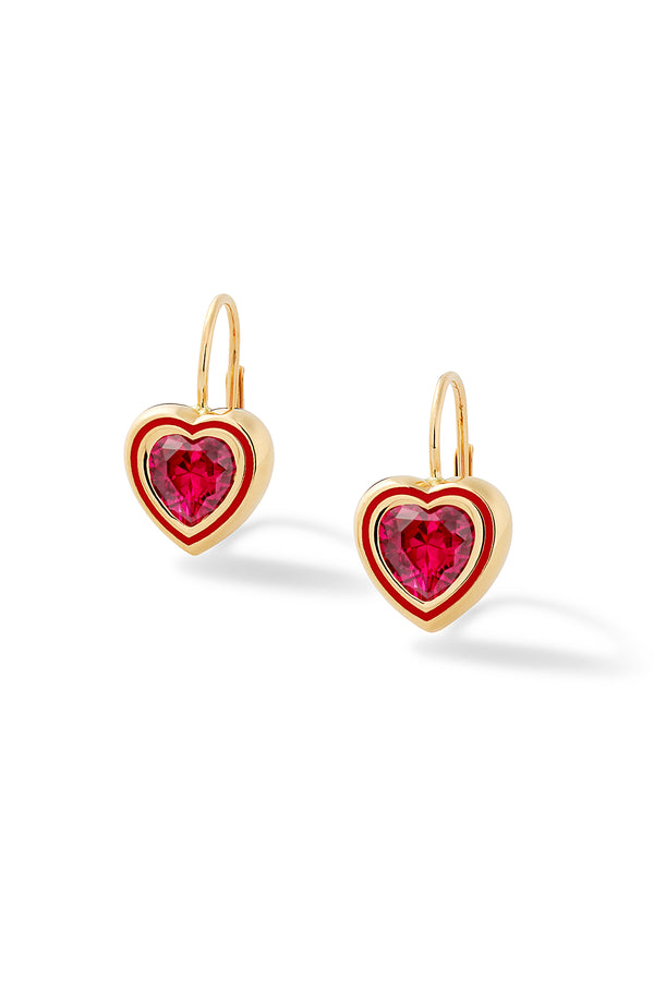 Alison Lou Madison Heart Bezel Drop Earrings