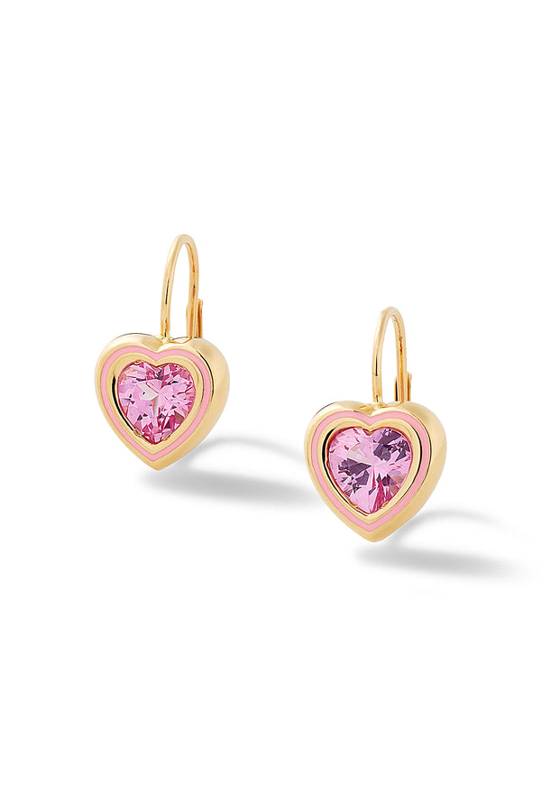 alison lou Madison Heart Bezel Drop Earrings