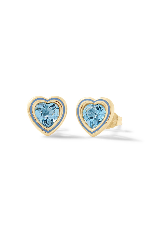 Alison Lou Madison Heart Bezel Stud Earrings