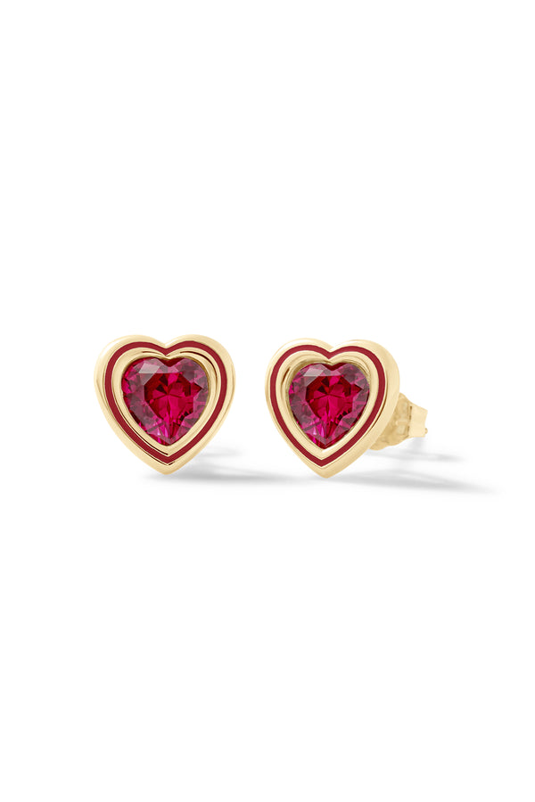 Alison Lou Madison Heart Bezel Stud Earrings