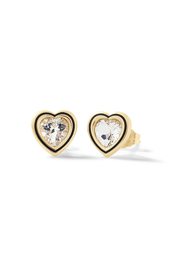 alison lou Madison Heart Bezel Stud Earrings