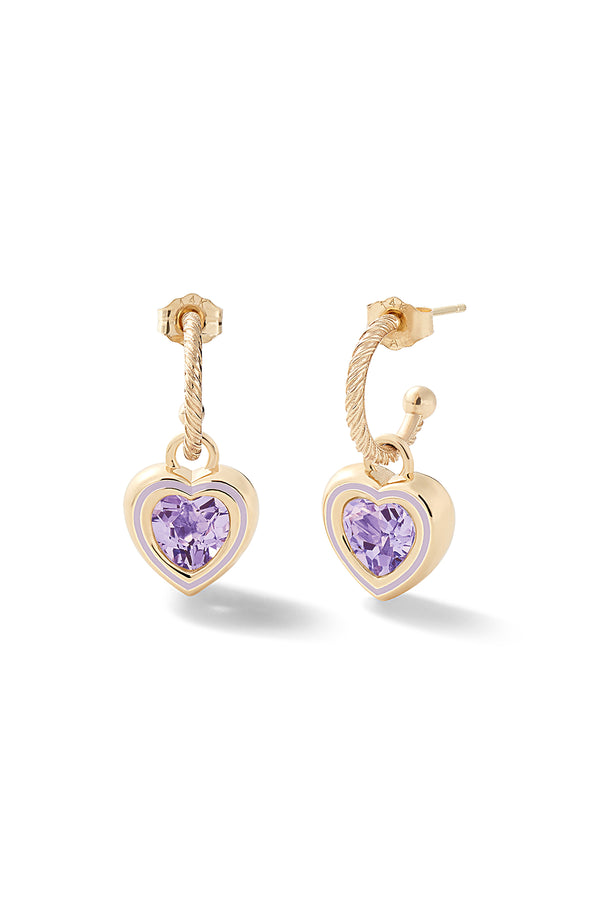 Alison Lou Madison Hoops With Heart Bezel Charm