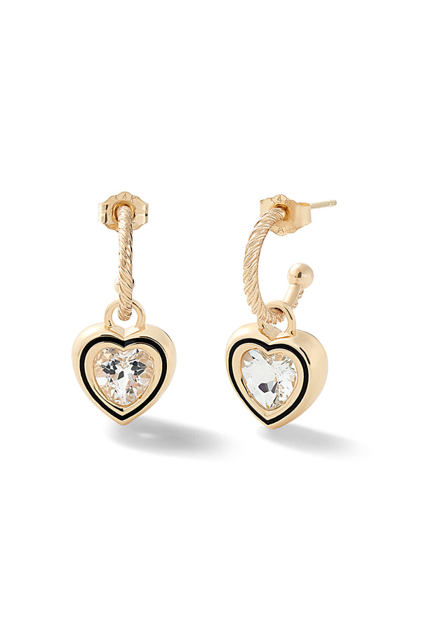 alison lou Madison Hoops with Heart Bezel Charm