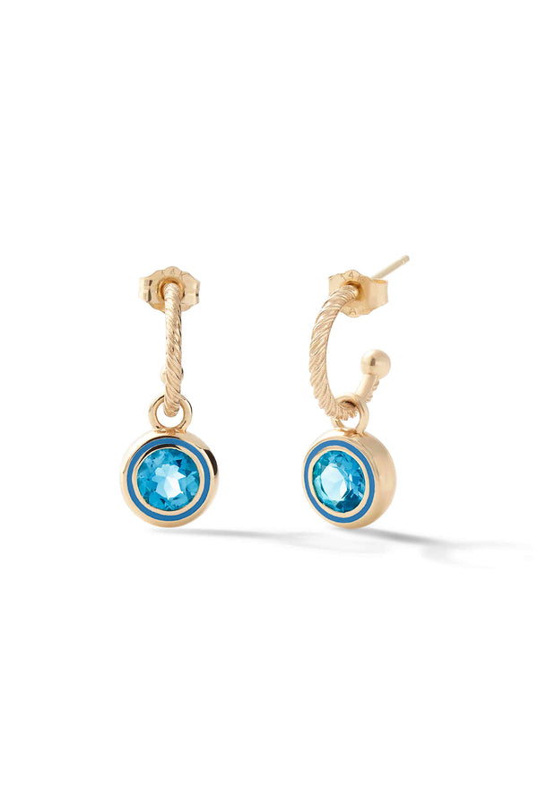 Alison Lou Madison Hoops With Round Bezel Charm