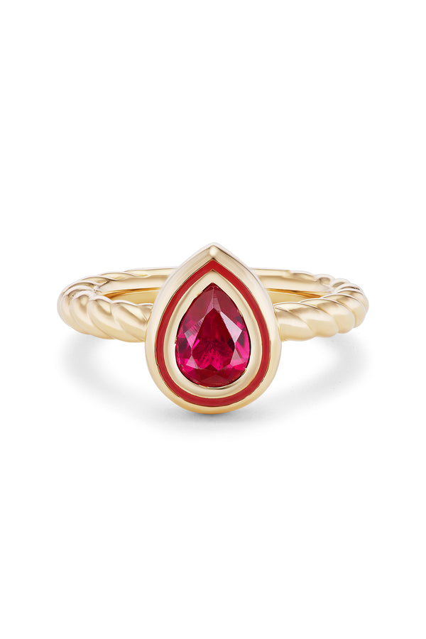 alison lou Madison Pear Bezel Stack Ring