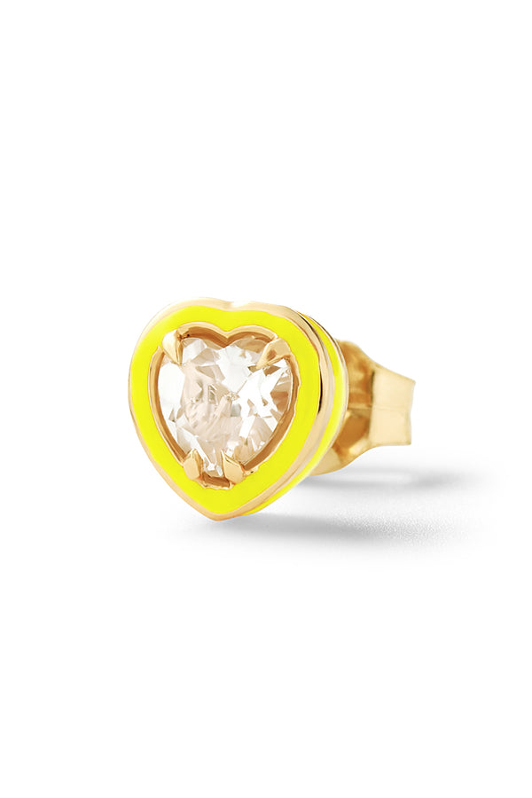 Alison Lou Mini Heart Cocktail Stud - White Topaz