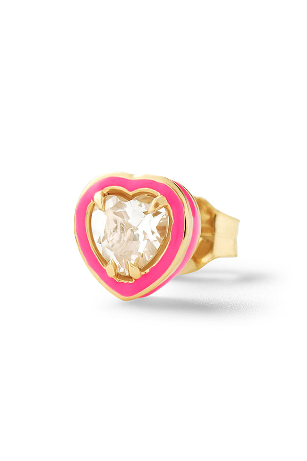 Alison Lou Mini Heart Cocktail Stud - White Topaz