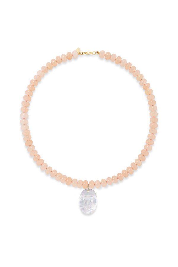 Alison Lou Peach Quartz Beaded Necklace