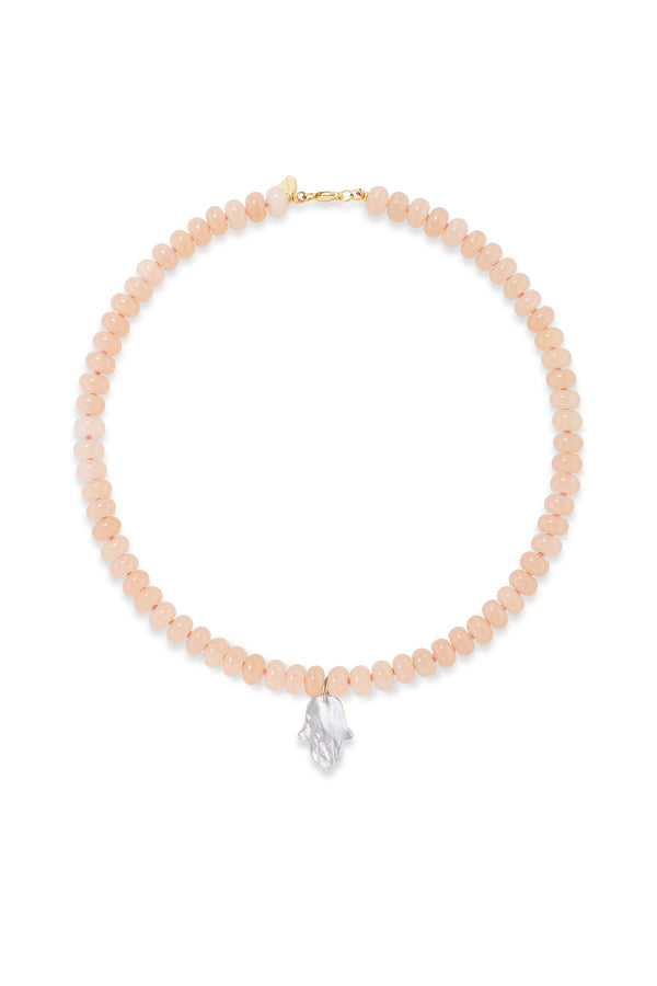 Alison Lou Peach Quartz Beaded Necklace