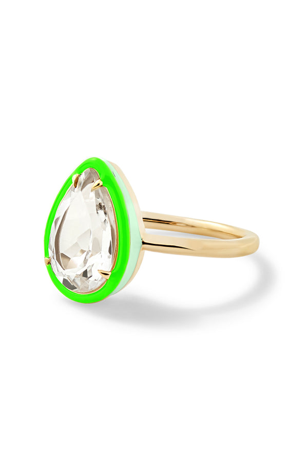 Alison Lou Pear Cocktail Ring - White Topaz