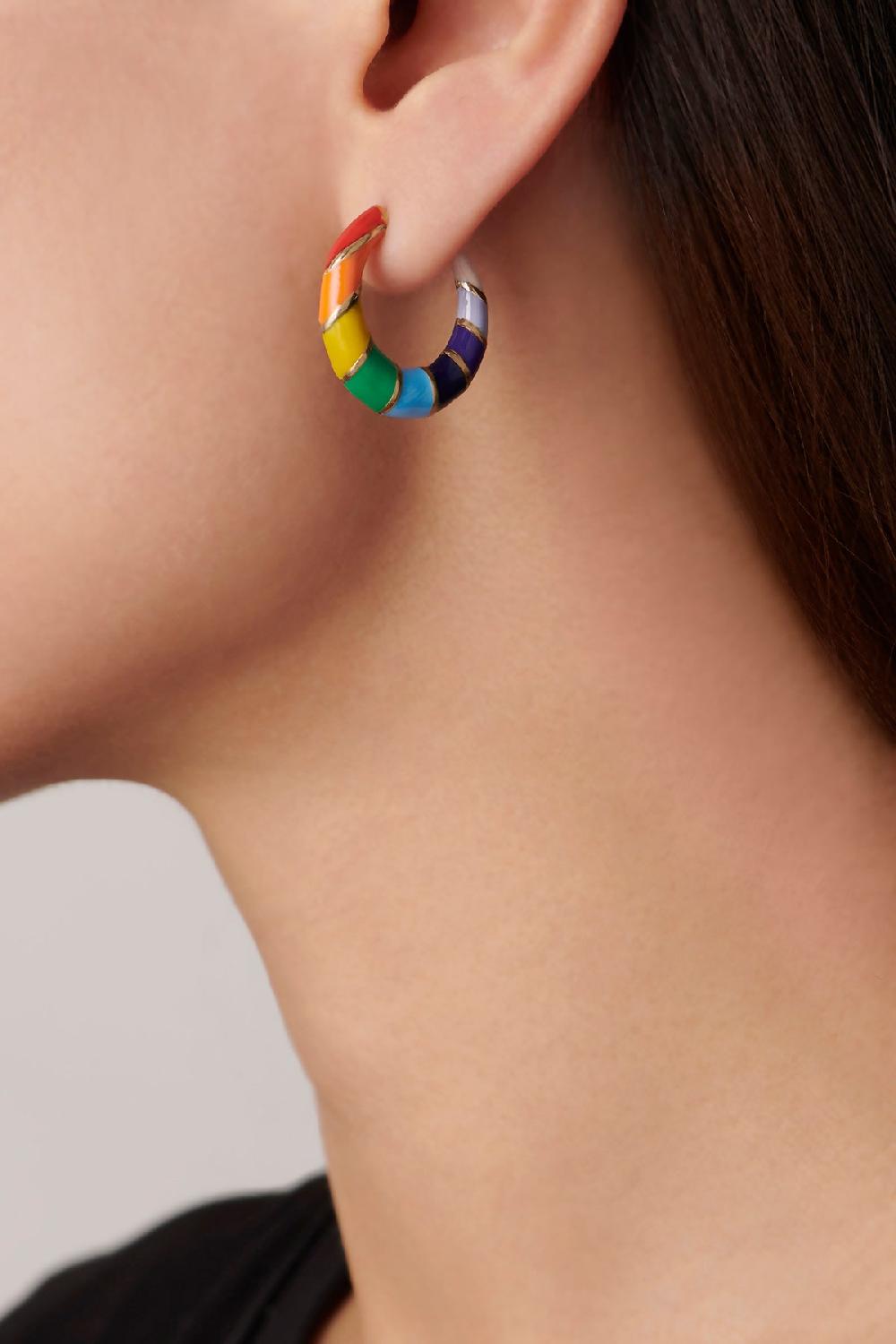 Alison Lou Petite V Hoops - Rainbow