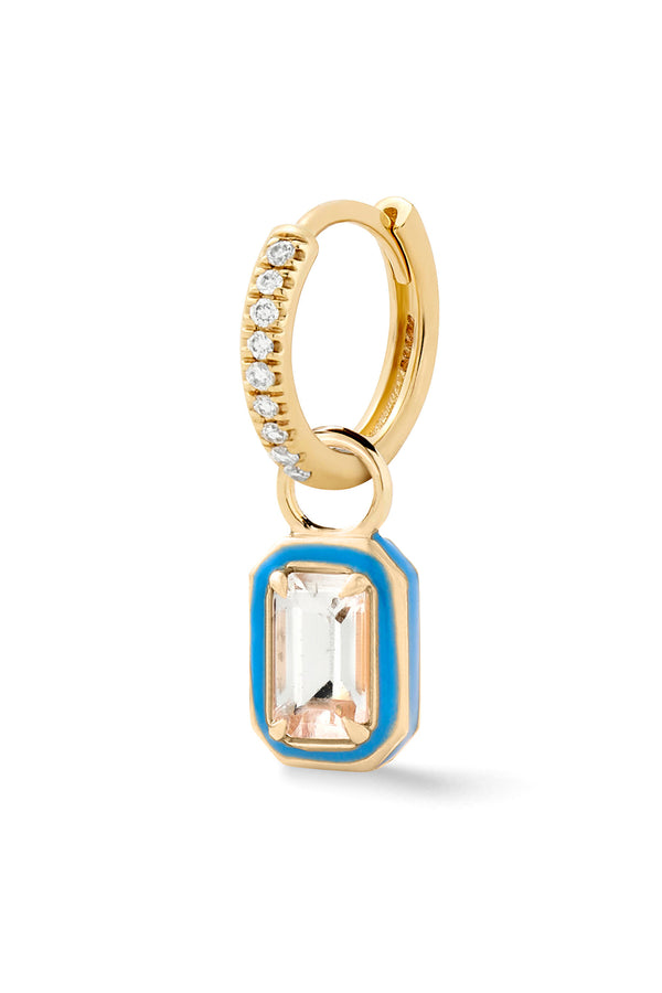 alison lou Rectangular Cocktail Huggie - White Topaz