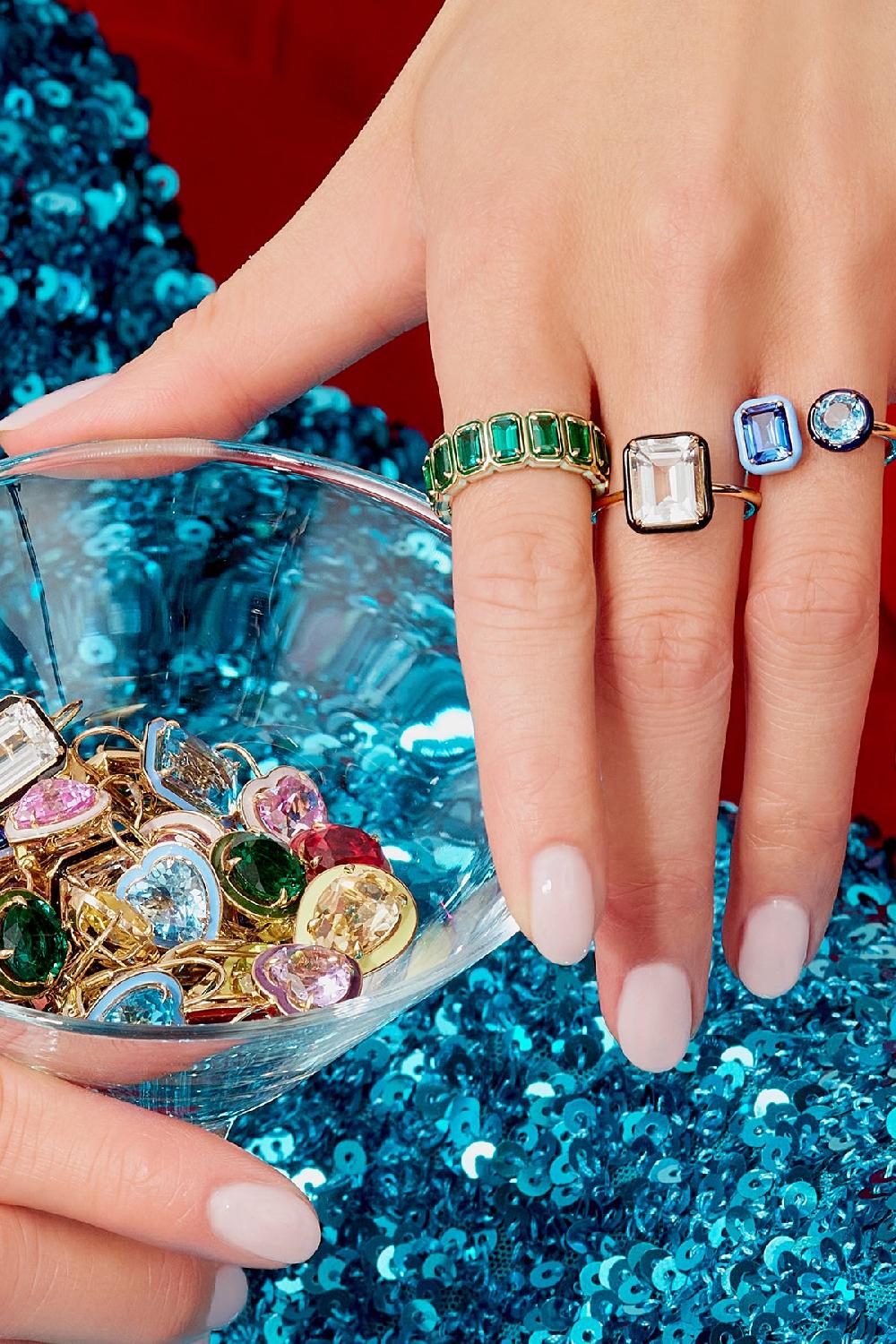 Alison Lou Rectangular Cocktail Ring - White Topaz