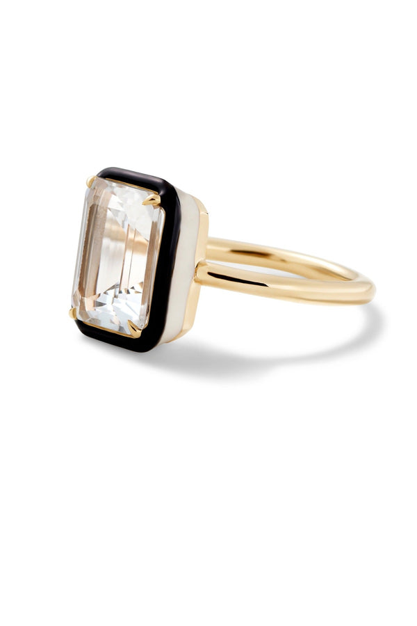 alison lou Rectangular Cocktail Ring - White Topaz