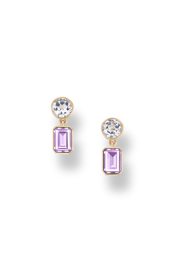 Alison Lou Round + Rectangle Double Drop Earrings