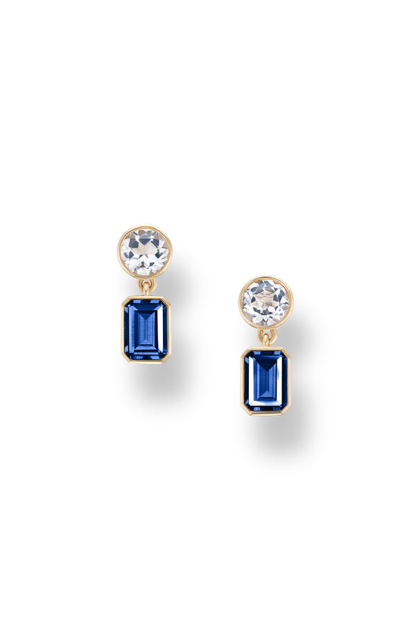 Alison Lou Round + Rectangle Double Drop Earrings