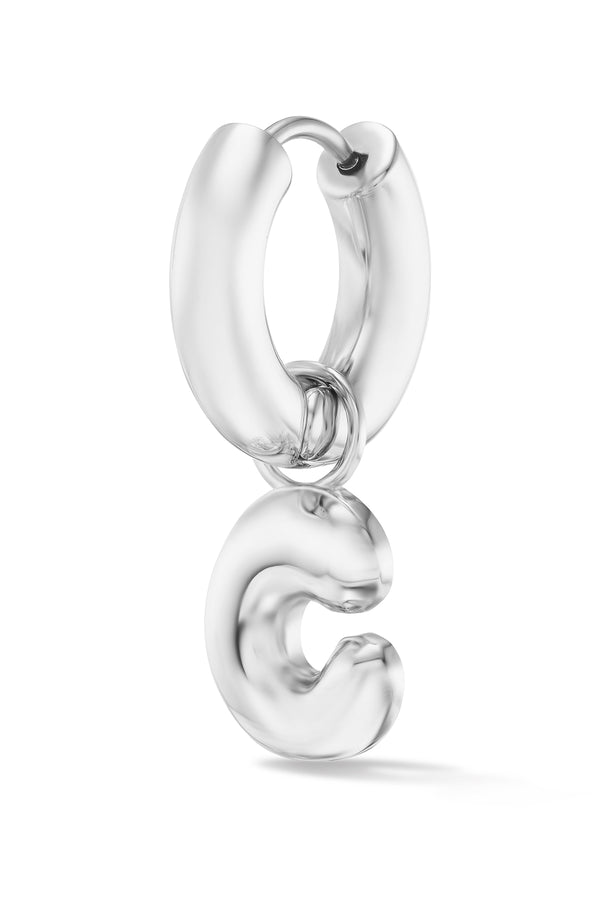 Alison Lou Silver Cloud Letter Huggie