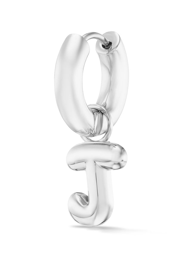 Alison Lou Silver Cloud Letter Huggie