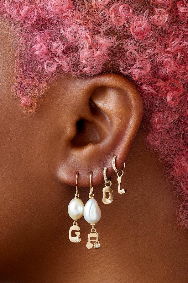 Alison Lou Stellar Letter Pearl Drop Earring