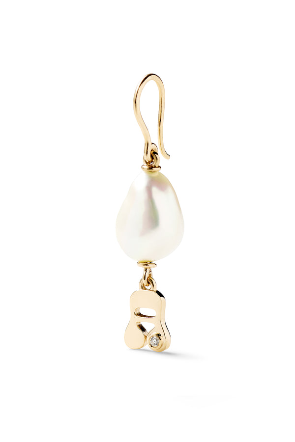 alison lou Stellar Letter Pearl Drop Earring