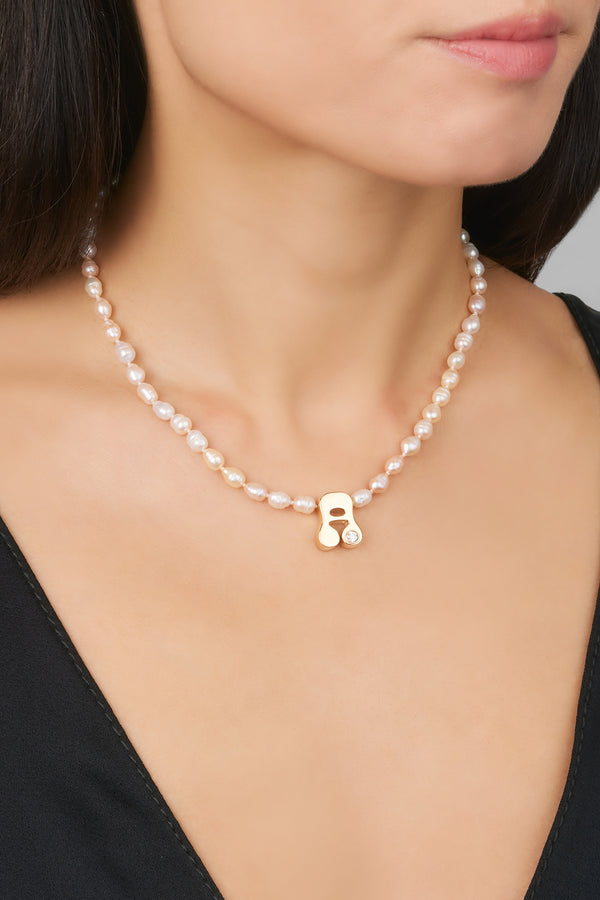Alison Lou Stellar Letter Pearl Necklace
