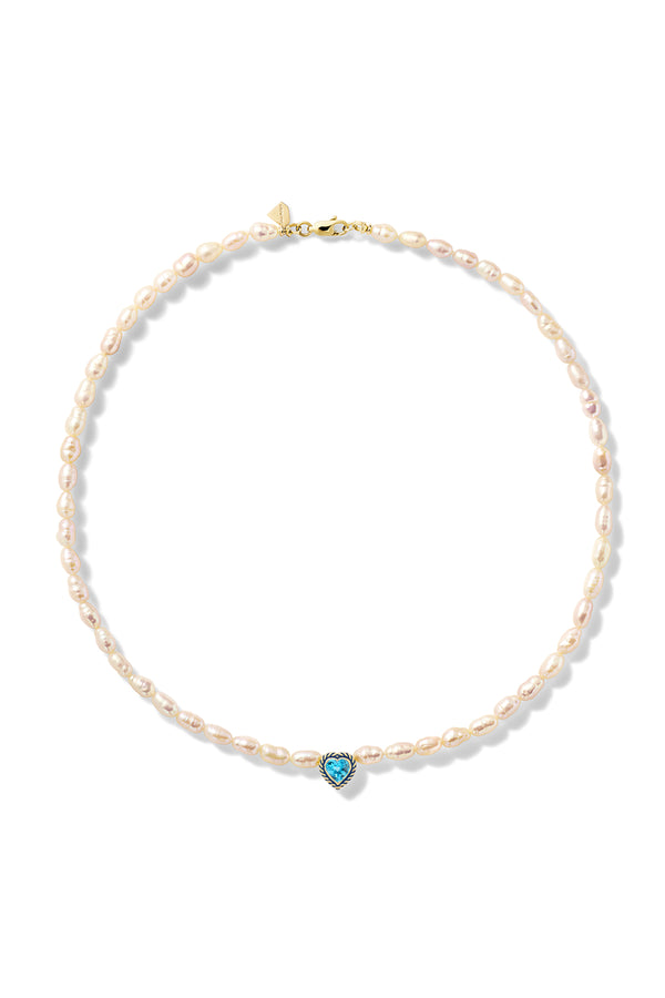 Alison Lou Streamer Heart Pearl Necklace