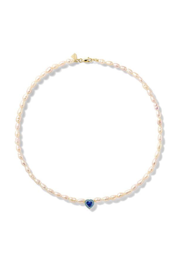 alison lou Streamer Heart Pearl Necklace