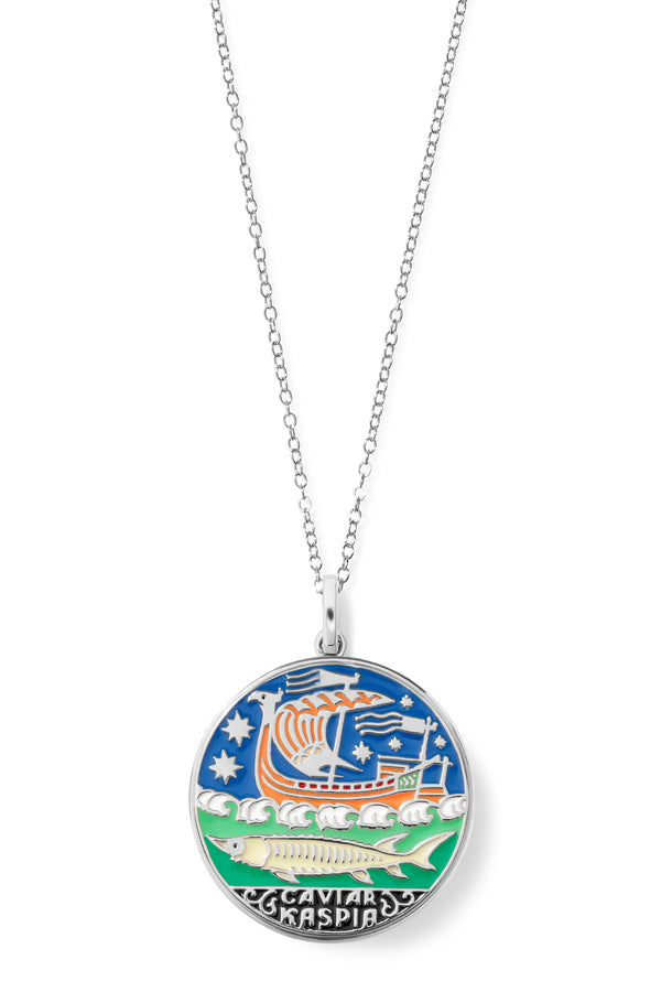 alison lou Caviar Kaspia Enamel Pendant in Sterling Silver