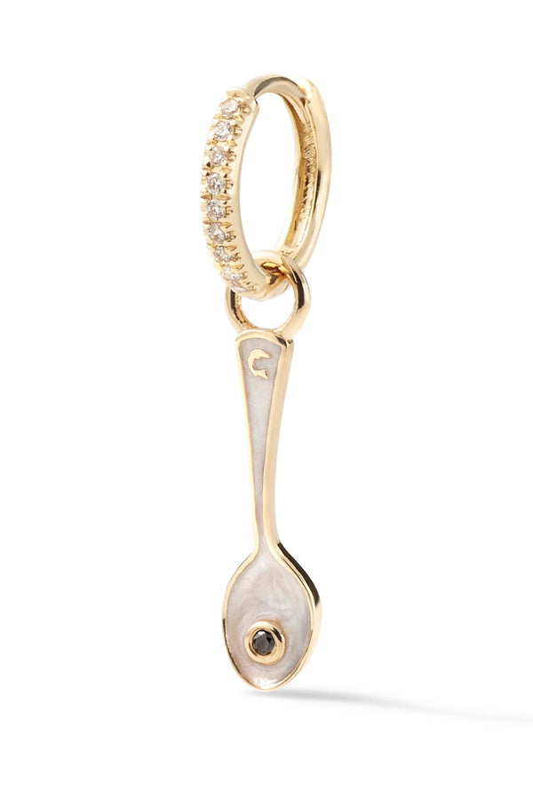 alison lou Caviar Kaspia Huggie with Caviar Spoon Charm