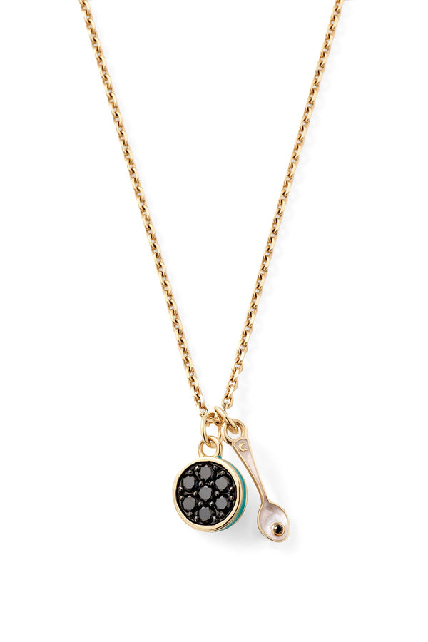Alison Lou Caviar Kaspia Necklace With Caviar And Spoon Charms