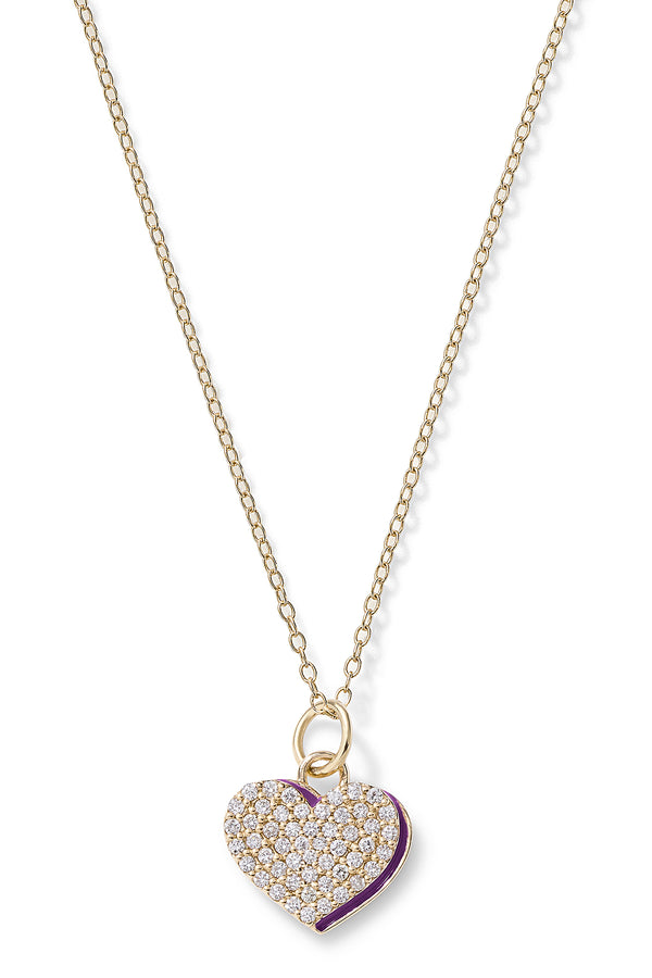 Alison Lou Diamond Heart With Enamel Shadow Necklace