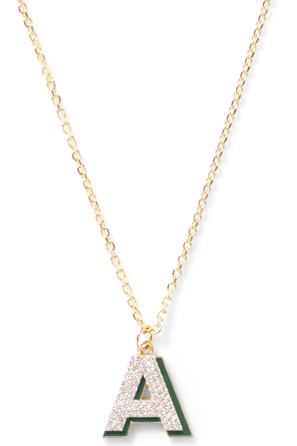Alison Lou Diamond Letter With Enamel Shadow Necklace