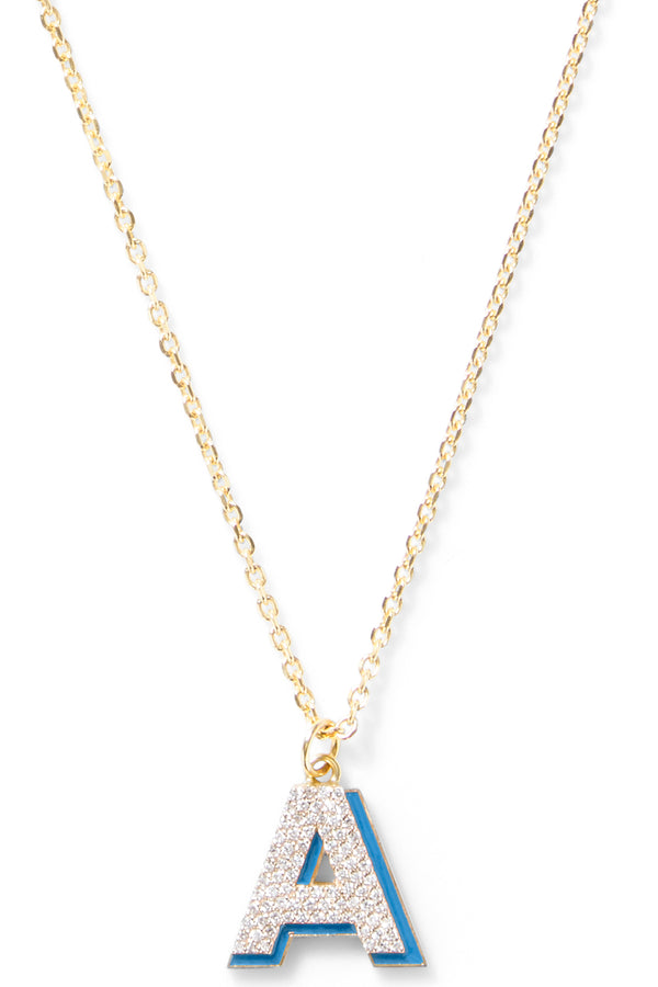 Alison Lou Diamond Letter With Enamel Shadow Necklace