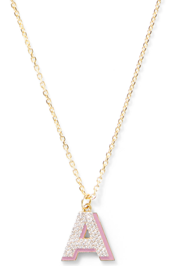Alison Lou Diamond Letter With Enamel Shadow Necklace