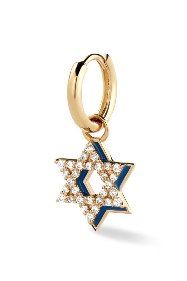 Alison Lou Diamond Star Of David With Enamel Shadow Huggie