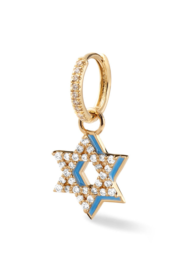 Alison Lou Diamond Star Of David With Enamel Shadow Huggie