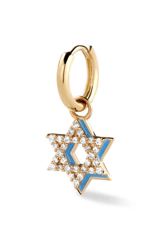 Alison Lou Diamond Star Of David With Enamel Shadow Huggie