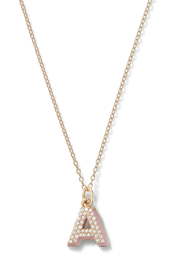 Alison Lou Mini Diamond Letter With Enamel Shadow Necklace