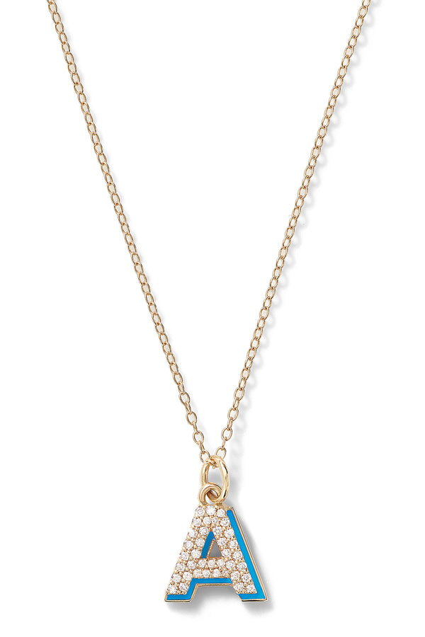 Alison Lou Mini Diamond Letter With Enamel Shadow Necklace