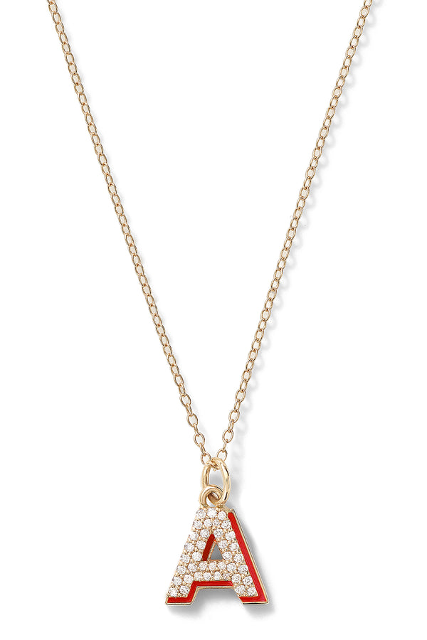 alison lou Mini Diamond Letter with Enamel Shadow Necklace