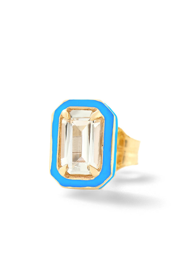 Alison Lou Mini Rectangular Cocktail Stud - White Topaz