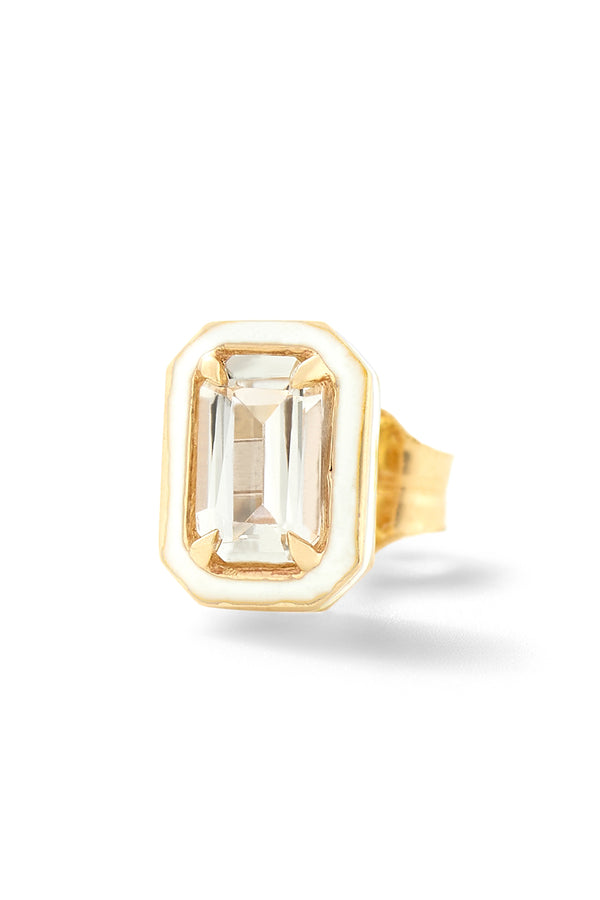 alison lou Mini Rectangular Cocktail Stud - White Topaz