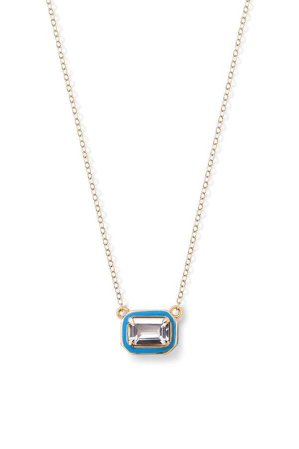 Alison Lou Rectangular Cocktail Necklace - White Topaz