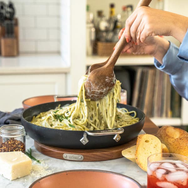 All Clad Acacia Wood Trivet And Spoon; 2 Piece Set