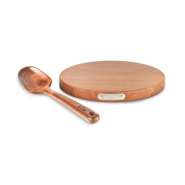 all clad Acacia Wood Trivet and Spoon; 2 Piece Set