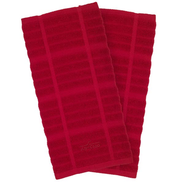 all clad Solid Kitchen Towel Set; Chili; 2 pieces