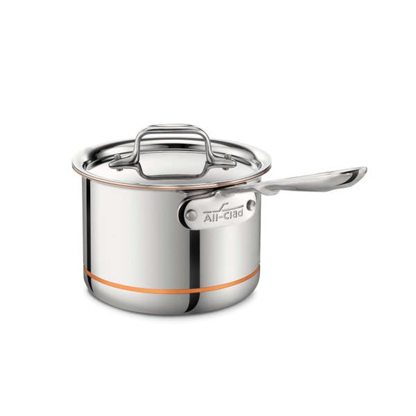 all clad Copper Core 5-ply Bonded Cookware; Sauce Pan with lid; 2 quart