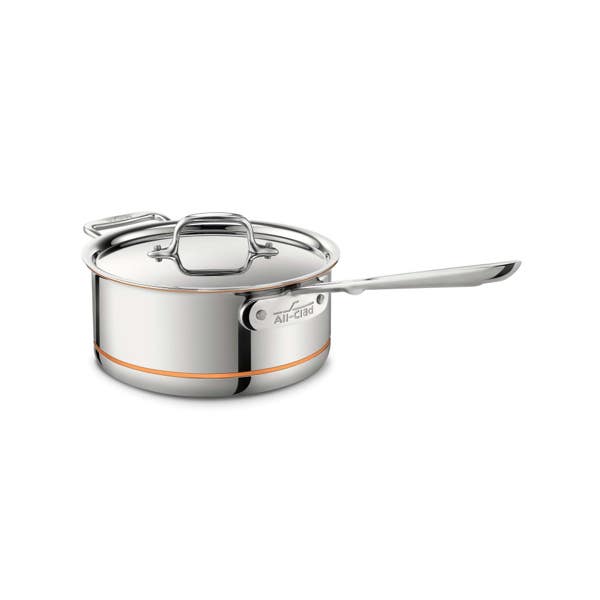 all clad Copper Core 5-ply Bonded Cookware; Sauce Pan with lid; 3 quart