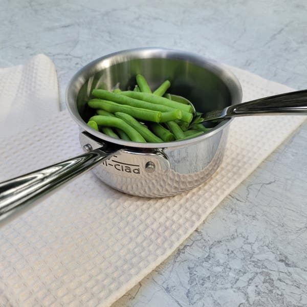 All Clad D3 Stainless 3-ply Bonded Cookware 1 Quart Saucepan With Solid Spoon 2 Piece Set